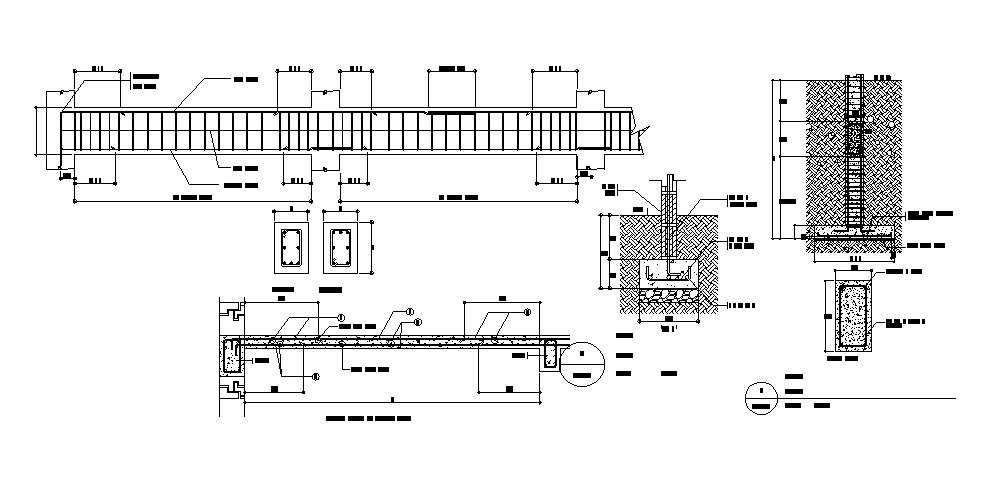 Wall Footing, Beam And Slab Section CAD Blocks Drawing DWG File