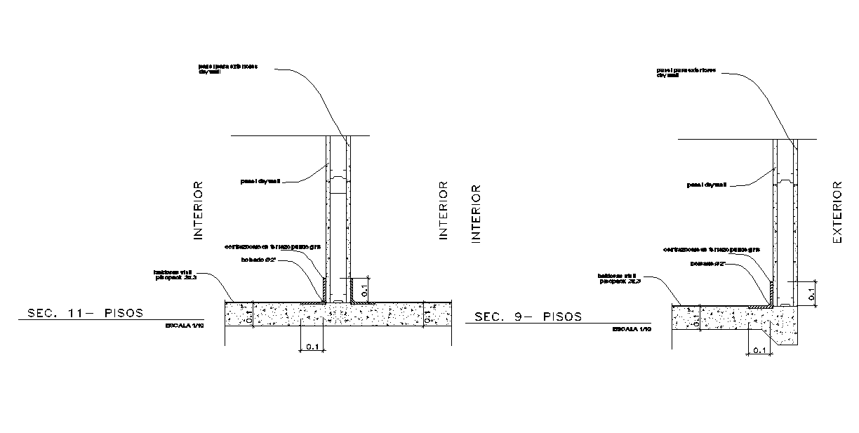 Wall Panel Section CAD Drawing Download Free DWG File