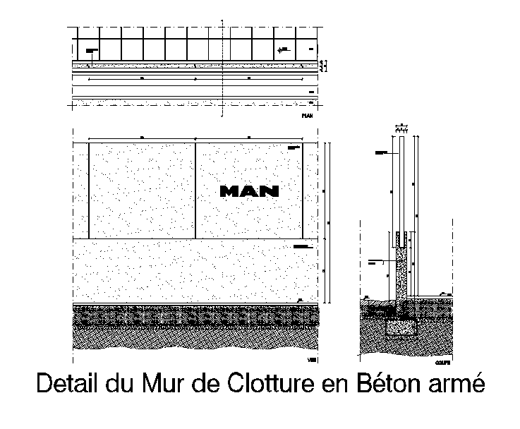 Wall Reinforced Concrete Section Download Free DWG File