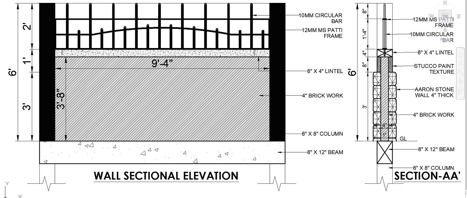 Wall Section and Elevation Details CAD Drawing In DWG File