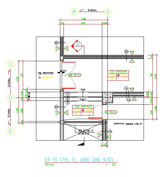 Wall and column grid line section details are given in this AutoCAD DWG Drawing File.Download the free AutoCAD file now.