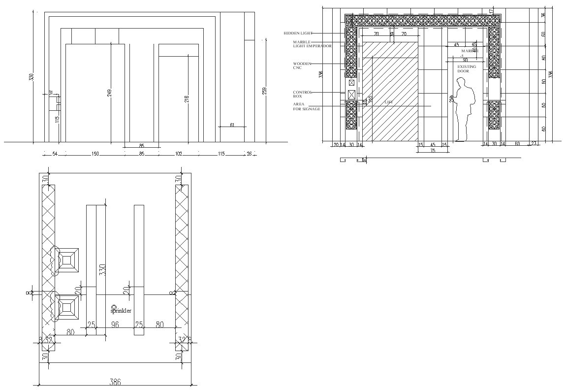 Wall cladding details with dimensions dwg autocad drawing .