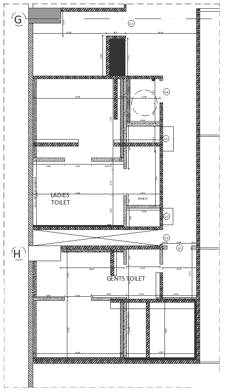 Wall detail for public toilet detail DWG AutoCAD file