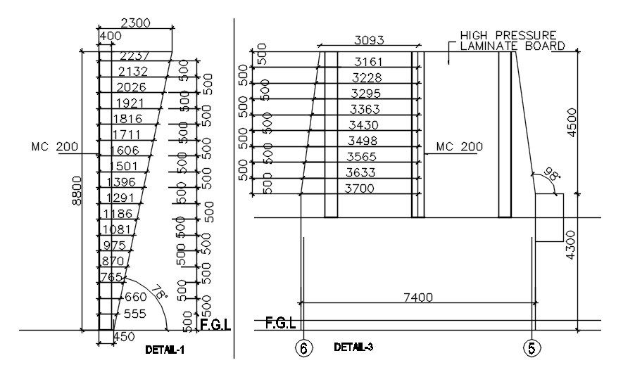 Wall elevation & wall section in detail AutoCAD drawing, dwg file, CAD file