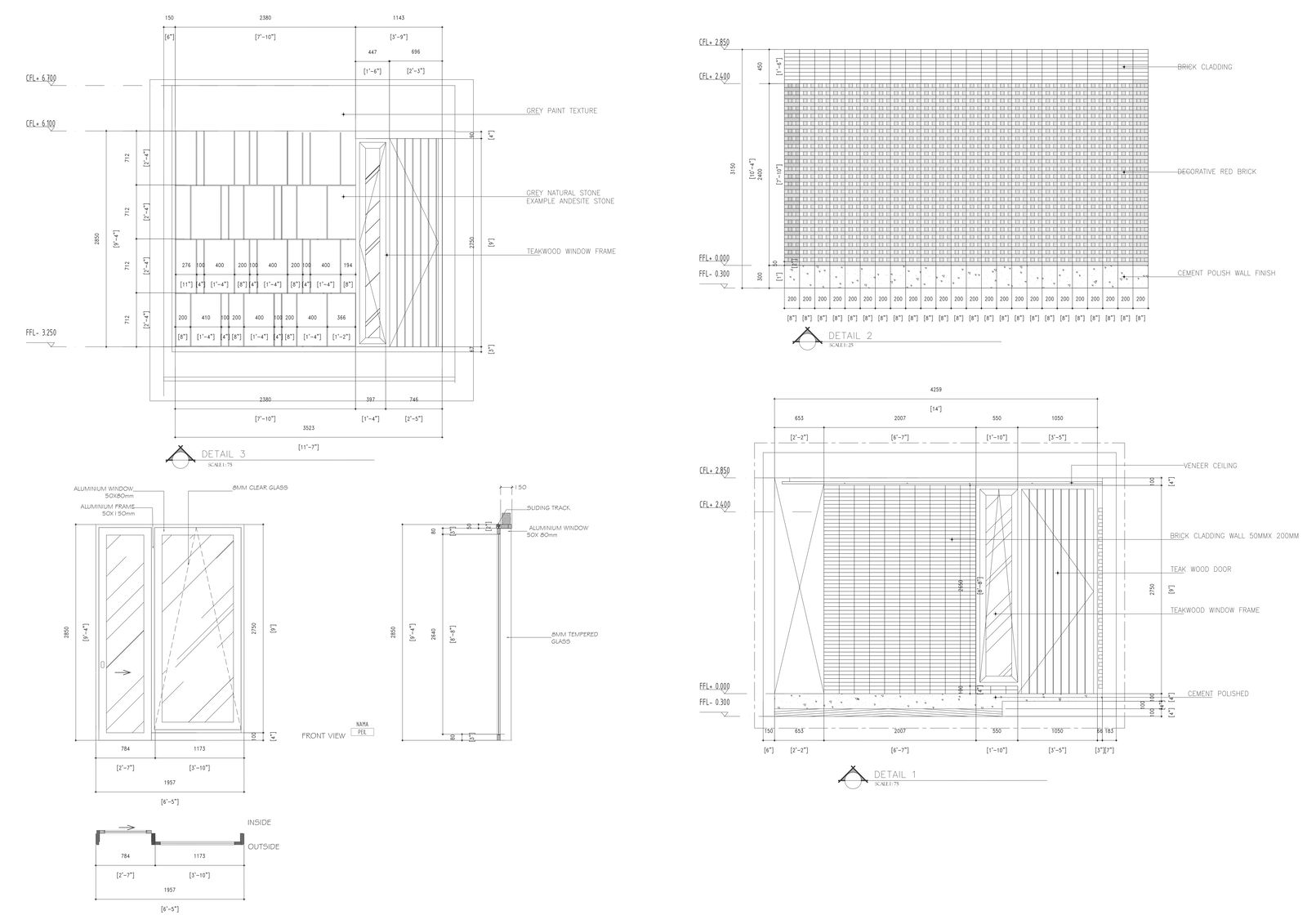 Wall paneling details with dimensions and unique design dwg autocad drawing .