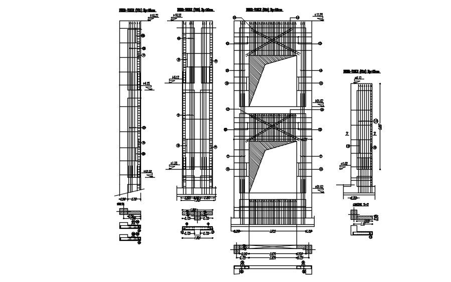 Wall reinforcement details in AutoCAD 2D drawing, CAD file, dwg file