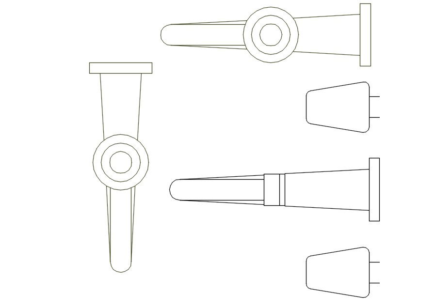 Wall tap blocks in AutoCAD, dwg file.