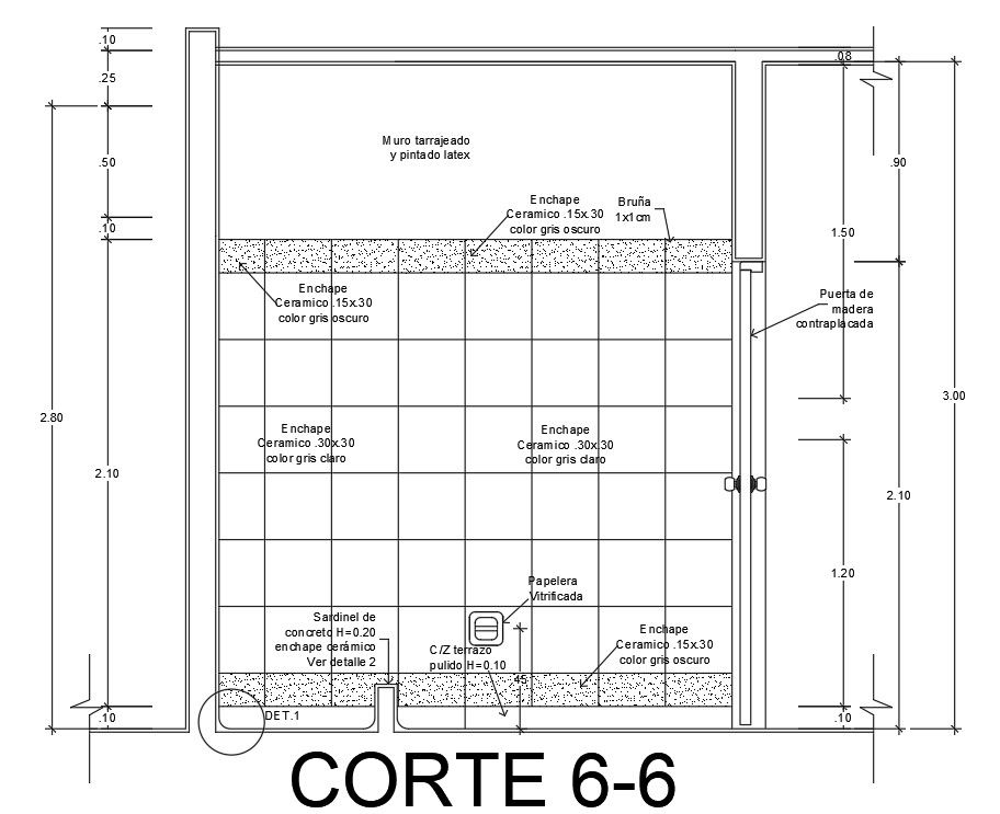 Wall tiling detail of toilet elevation drawing separated in this AutoCAD file | Download this 2d AutoCAD drawing file.