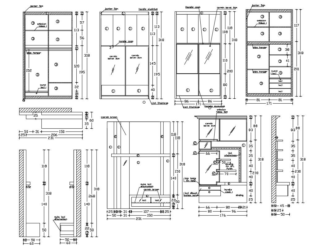 Wardrobe And Dressing Table DWG File
