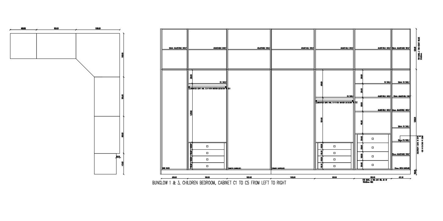 Wardrobe Plan and Elevation CAD Block