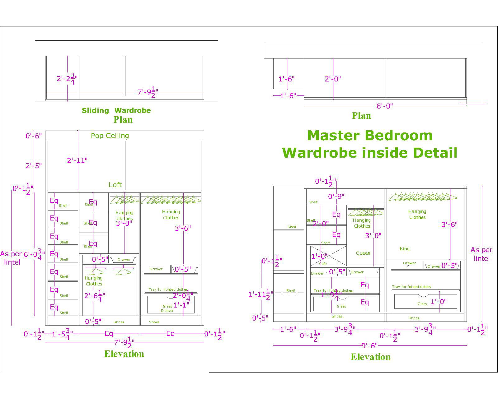 Wardrobe Interior DWG File Layout with Detailed CAD Drawings