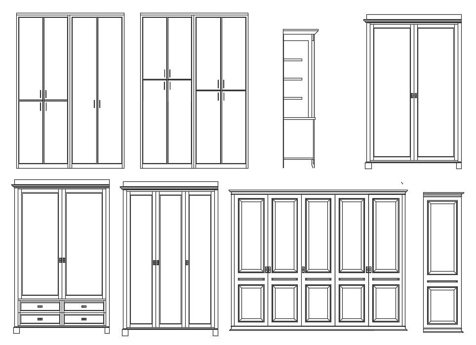 Wardrobe Front Elevation CAD Blocks DWG File