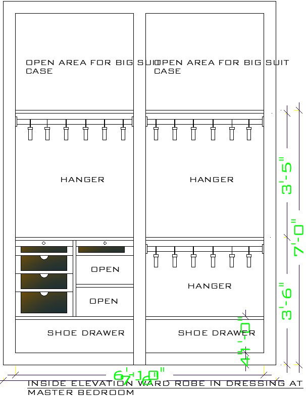 Wardrobe Design Details AutoCAD DWG Drawing for Interiors