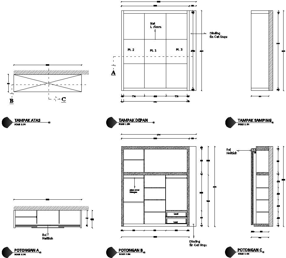 Modern Wardrobe Design Layout in AutoCAD DWG for Interior Projects