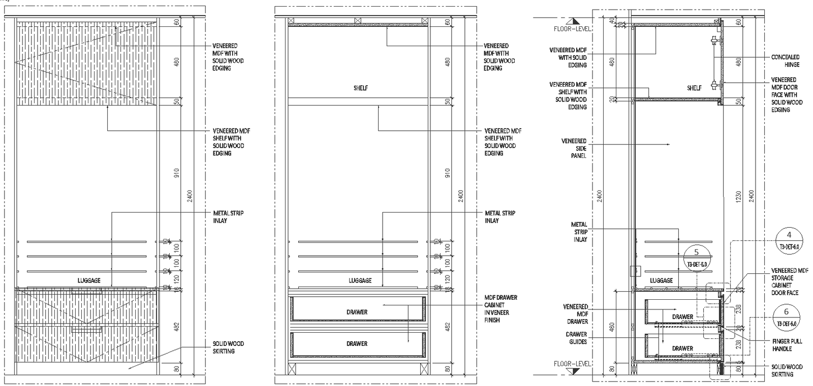 Wardrobe detail drawing DWG AutoCAD file