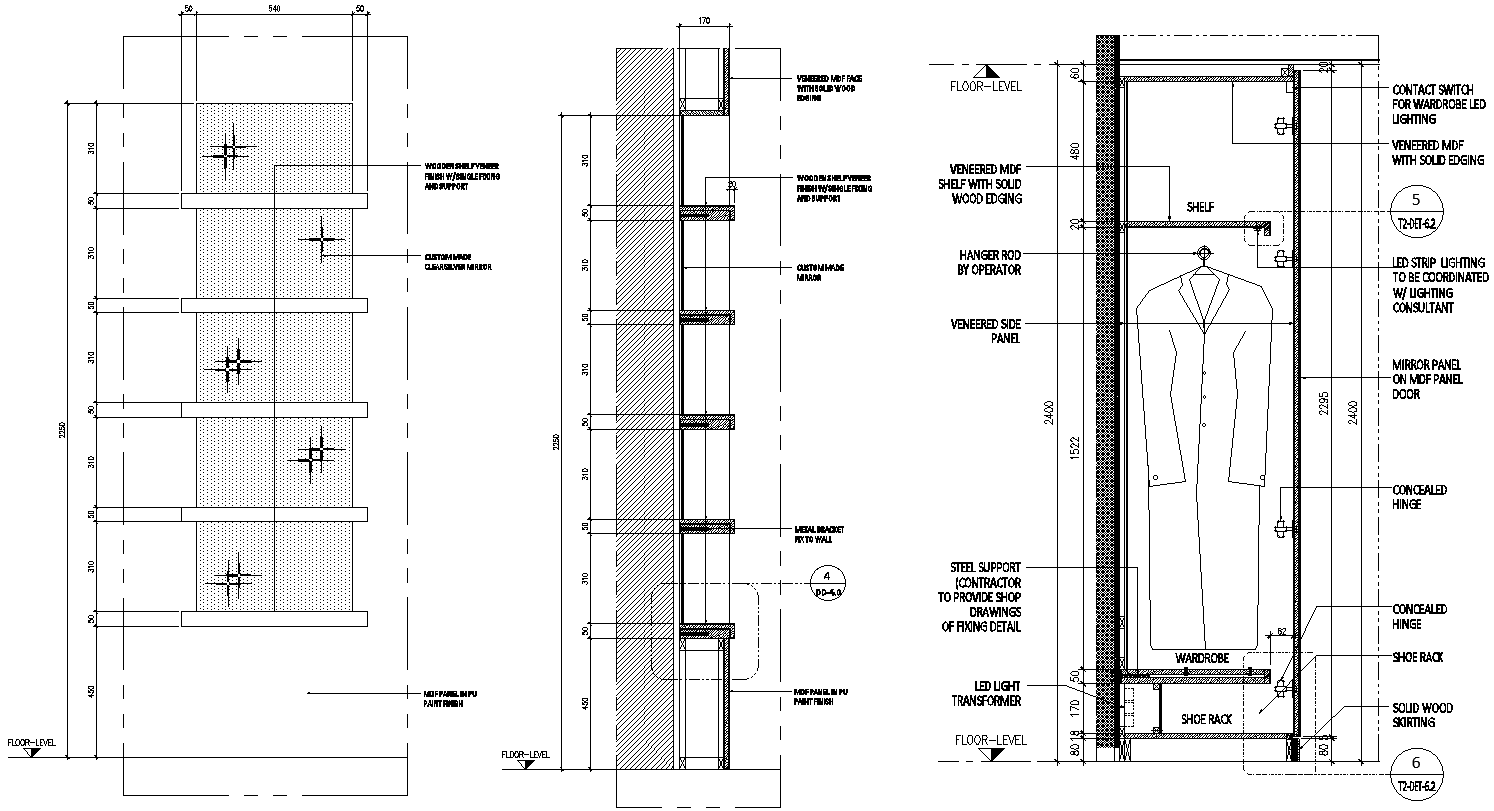 Wardrobe electrical fittings details dwg autocad drawing.