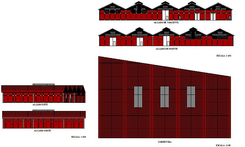 Ware houses elevation detail dwg file