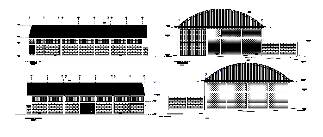 Ware House Building All side Elevation Drawing Download Free DWG File