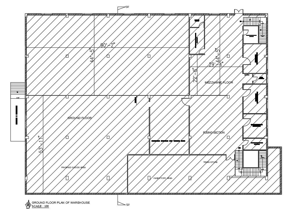 Ware House Ground Floor Plan Drawing Download DWG File