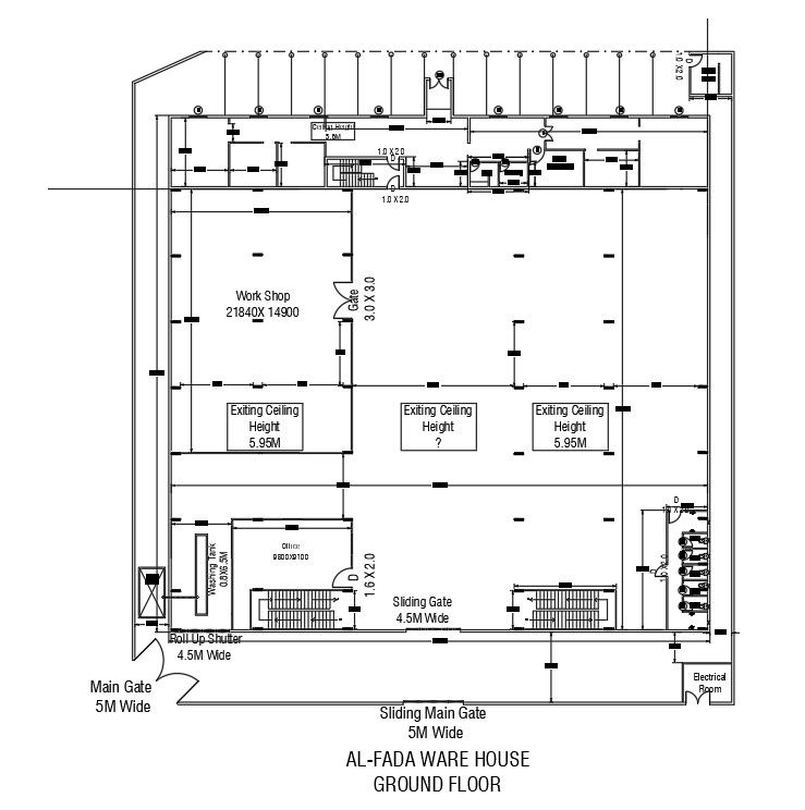 Ware House ground Floor Plan Drawing DWG File