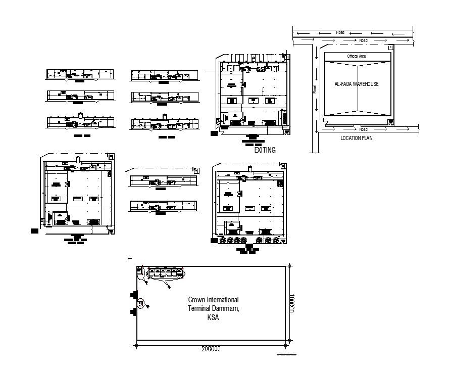Warehouse building detail structure 2d view layout file