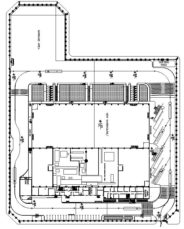 Ware house detail floor plan in AutoCAD, dwg file.