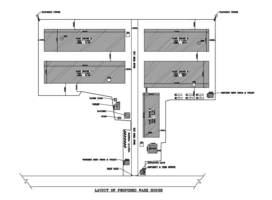 Warehouse plan. Download autocad free file | CADBULL