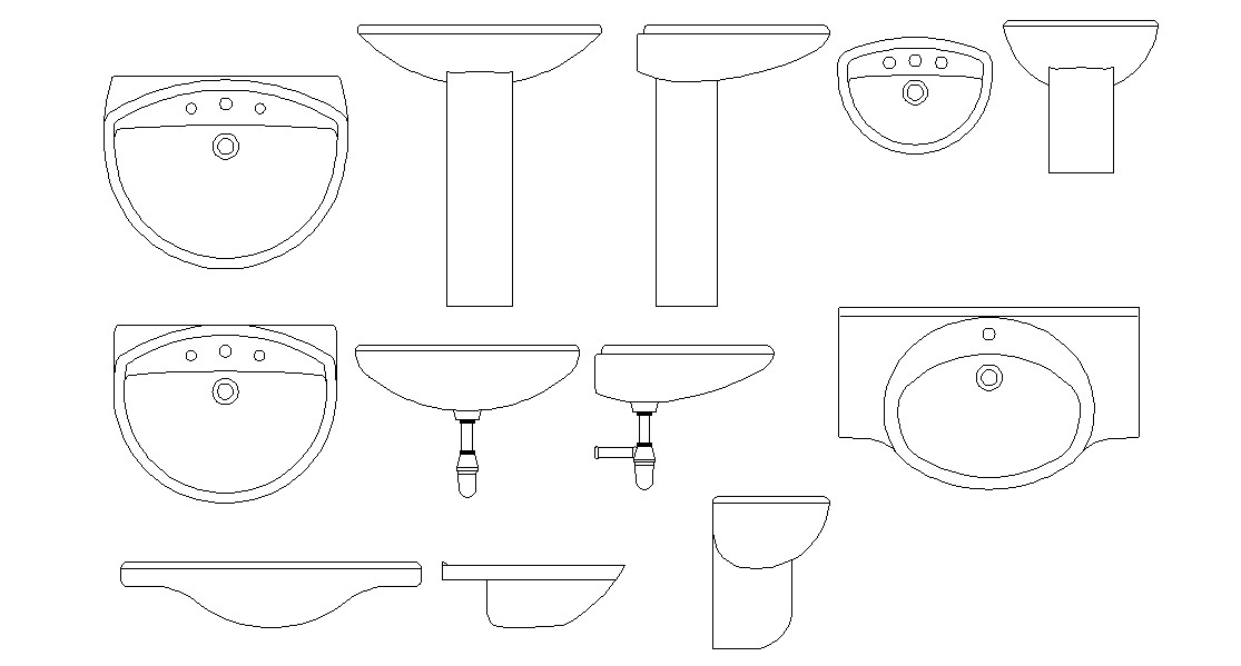 Wash Basin Cad Block Free Elevation Design 