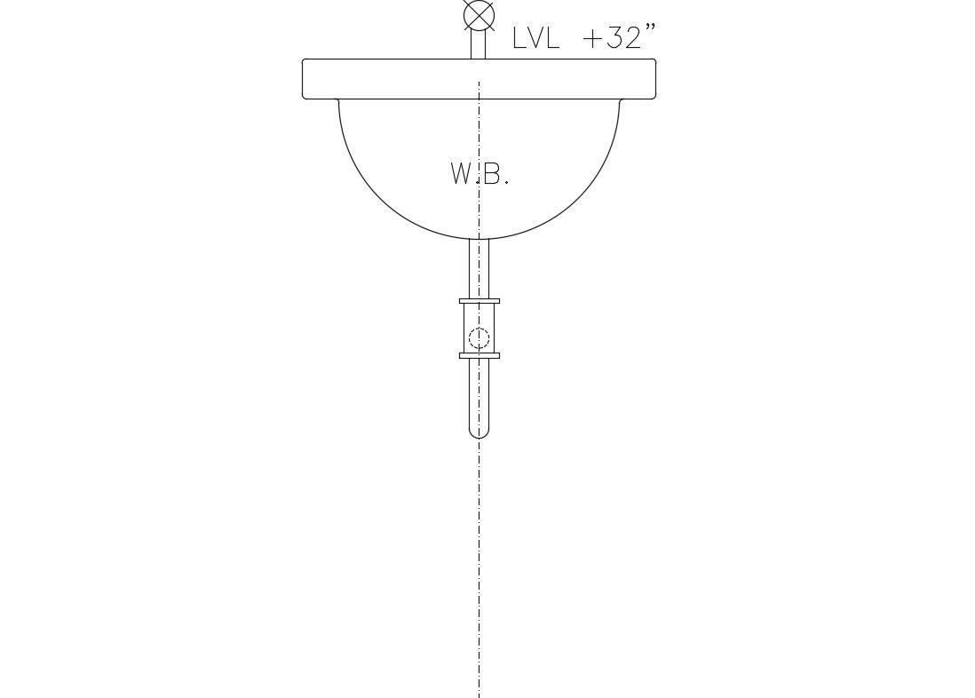 Wash Basin Elevation CAD Block