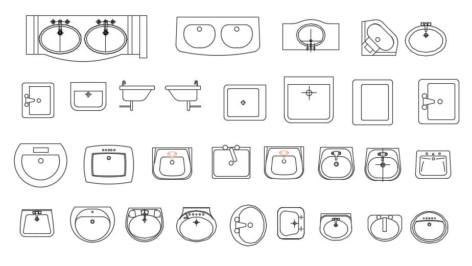 Wash Basin Elevation Design CAD Sanitary Blocks Free Download