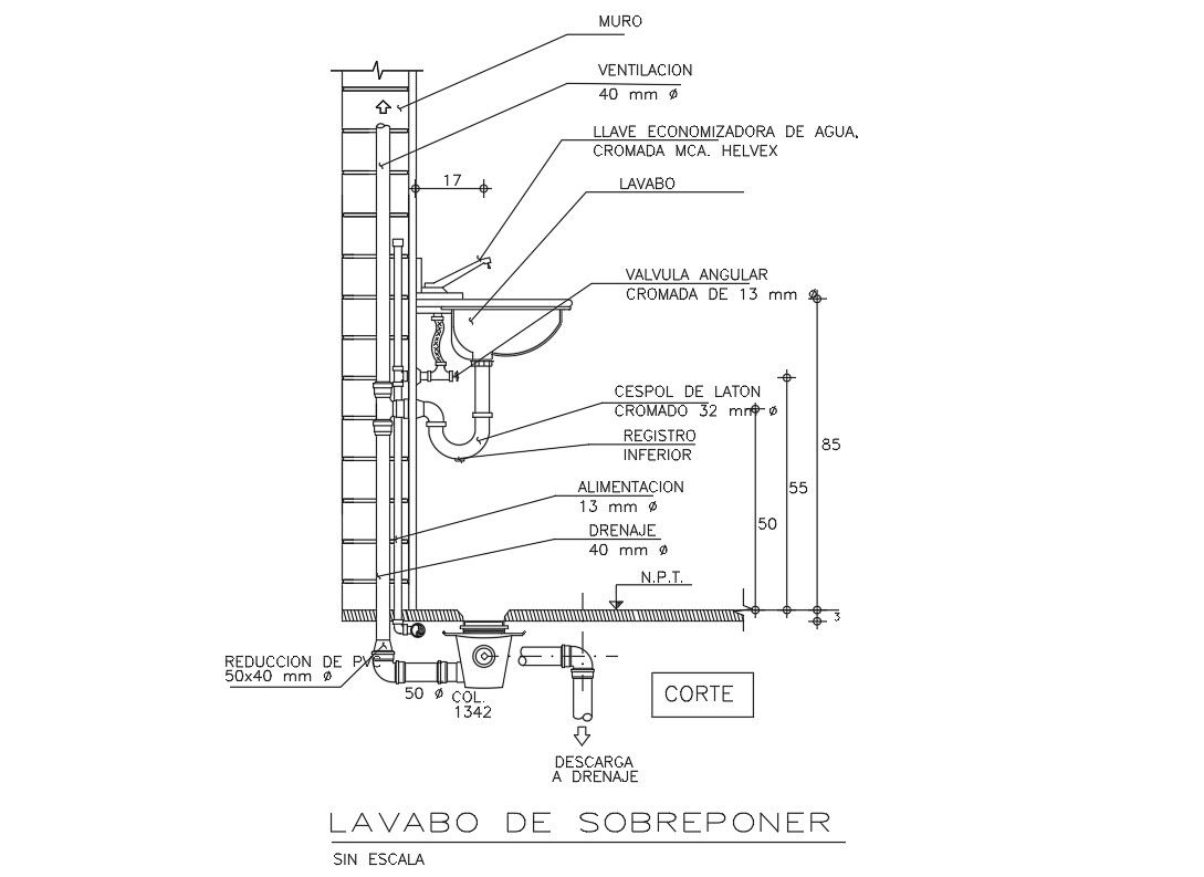 Wash Basin Section CAD Drawing File with Detailed AutoCAD Layout