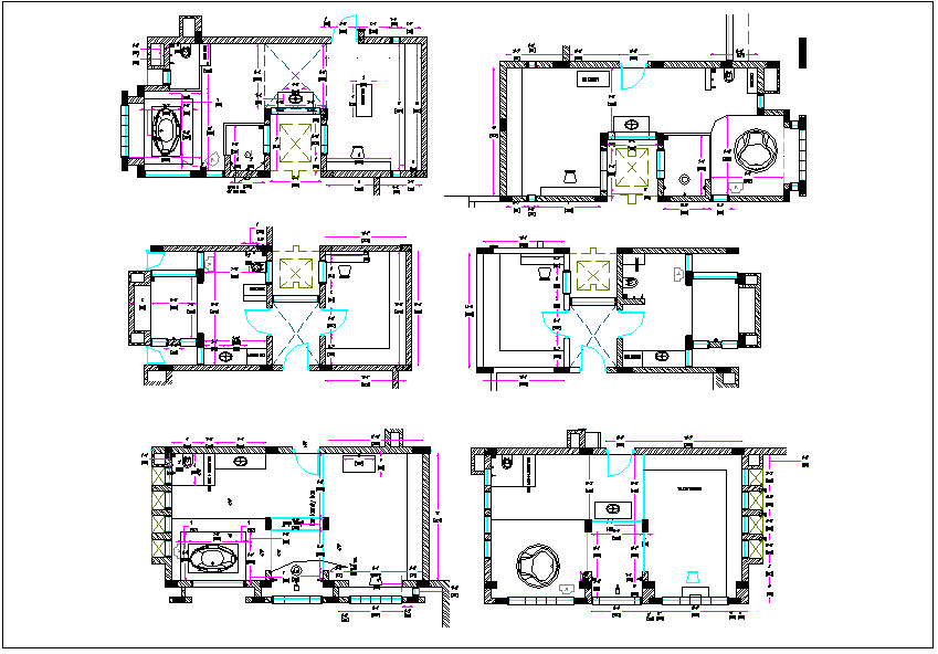 Wash room of bed room detail plan dwg file