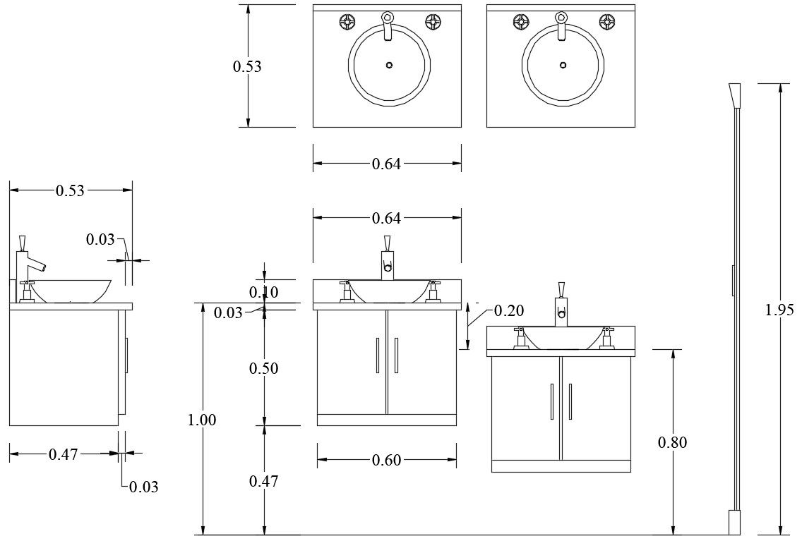 Wash Bain On Cupboard Drawing Free Download DWG File