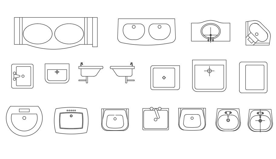 Wash Basin CAD Blocks Top View Drawing Free Download 