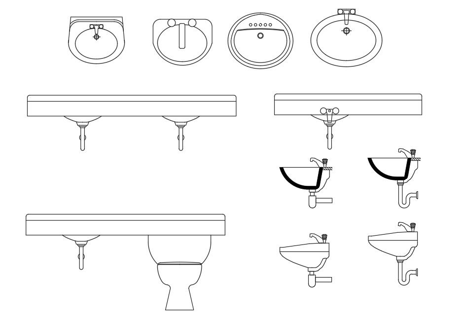 Wash Basin Free CAD Blocks Drawing DWG File