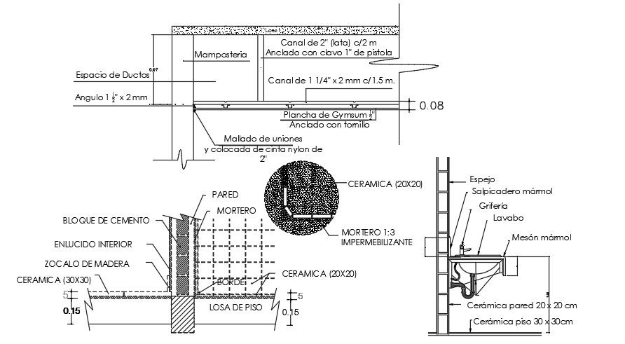 Wash Basin Section Layout AutoCAD File