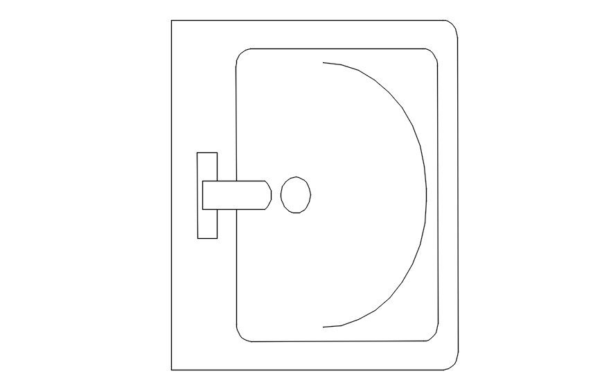 Washbasin CAD block in AutoCAD 2D, dwg file, CAD file
