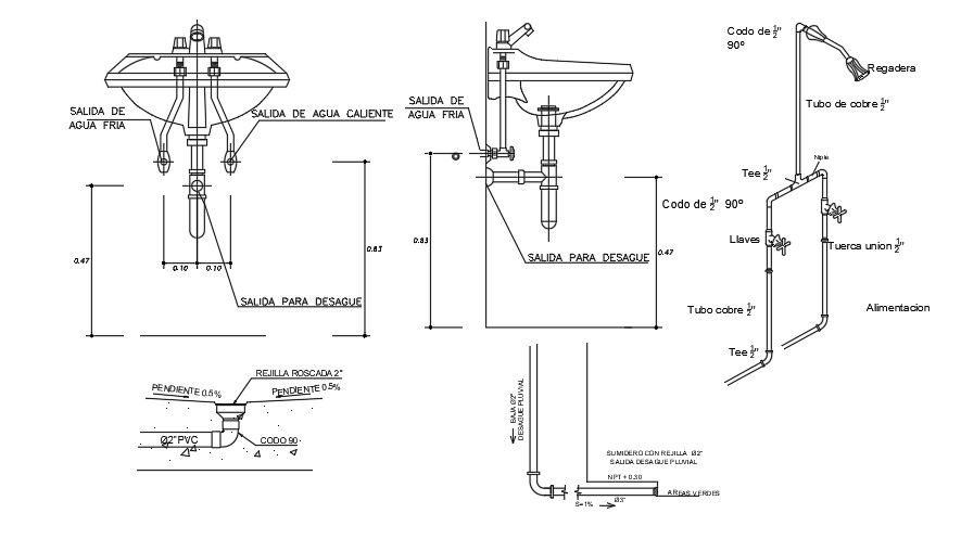 Washbasin Plan And Elevation Layout File