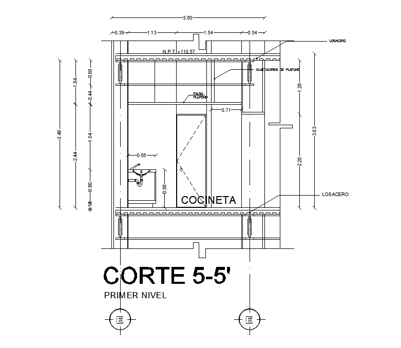 Washbasin Toilet section detail drawing stated in this AutoCAD file. Download this 2d AutoCAD drawing file.