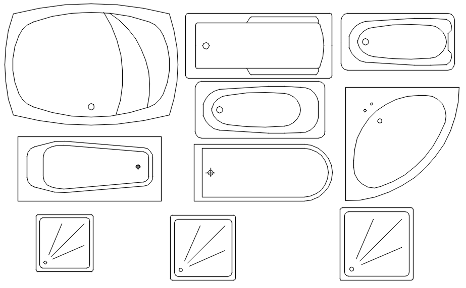 Washbasin blocks in AutoCAD 2D, dwg file, CAD file
