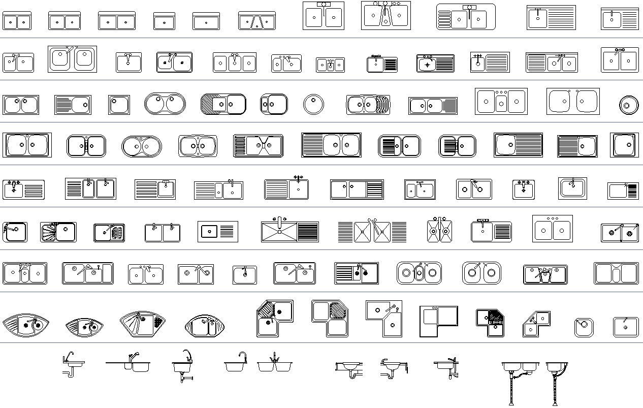 Wash basin fitting blocks Autocad file , cad drawing , dwg format