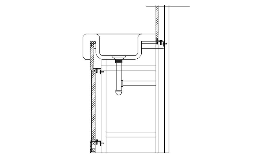 Washbasin plumbing system design in AutoCAD 2D, dwg file, CAD file