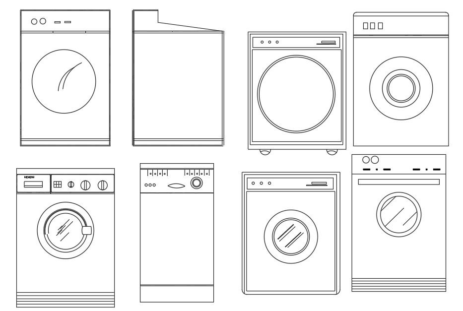 Washing Machine Front Load CAD Blocks Free DWG File