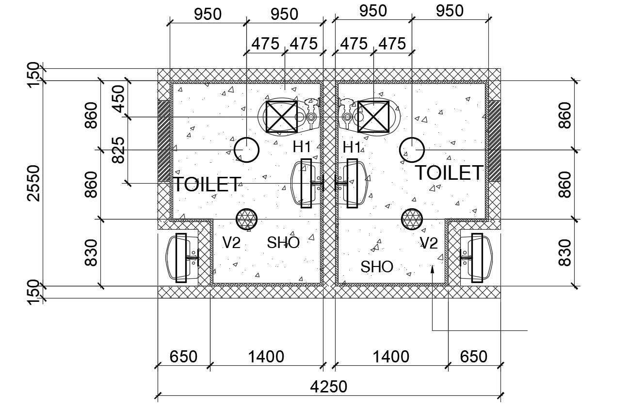Washroom Design Layout Plan Download CAD File