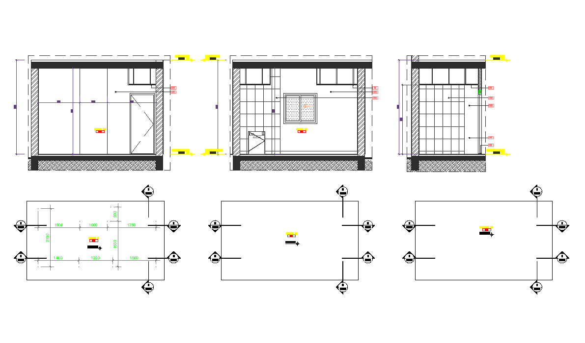 Washroom plan detail view dwg file