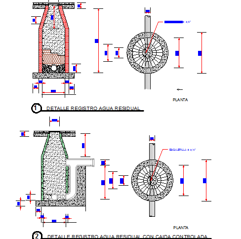 Waste water drainage details architecture project dwg file