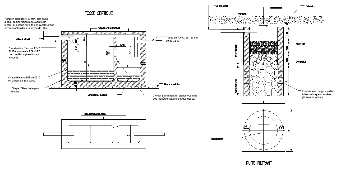 Water Filtration tank detail elevation and plan 2d view layout file