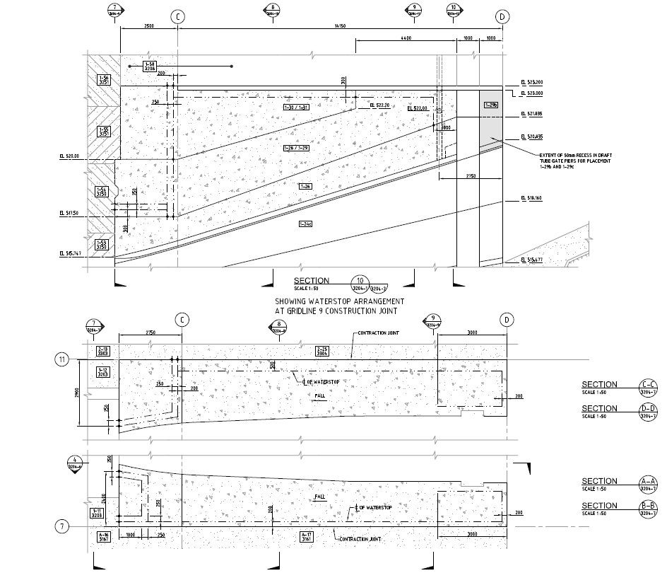 Water Stop Arrangement At Grid line Design PDF File