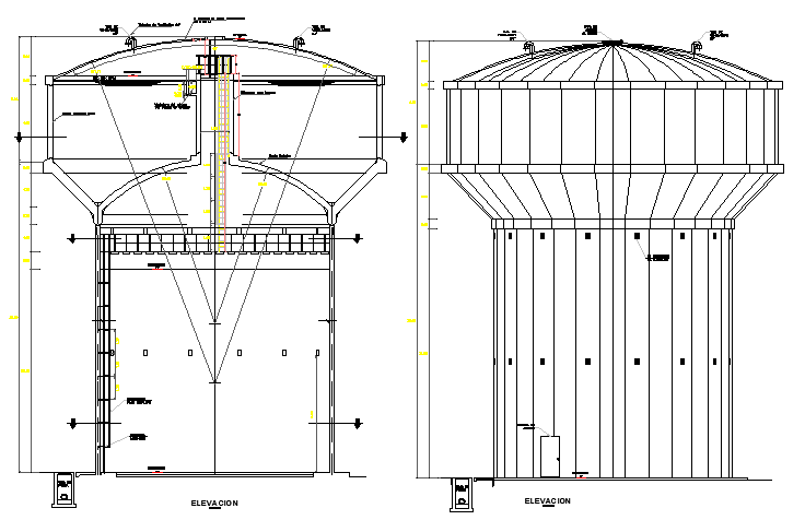 Water Storing Tank Design and Elevation Plan dwg file