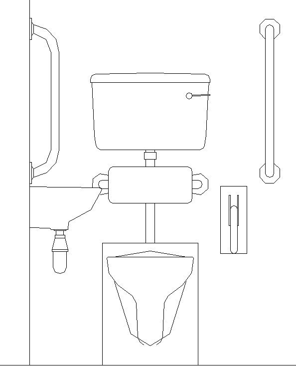 Water closet front view AutoCAD drawing